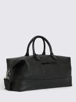Moss Grained Leather Holdall, Black - view 2, Black