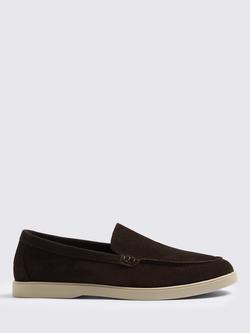 Moss Lewisham Suede Relaxed Loafers, Brown