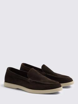 Moss Lewisham Suede Relaxed Loafers - view 2, Brown