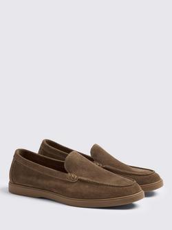 Moss Lewisham Suede Relaxed Loafers, Dark Camel - view 2, Dark Camel