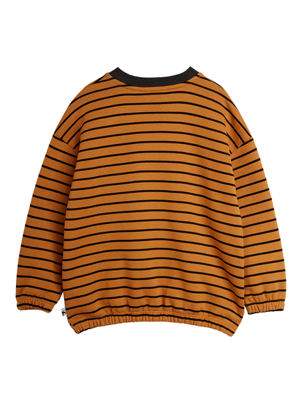 Mini Rodini Kids' Stripe Cotton Sweatshirt, Brown - view 2, Brown