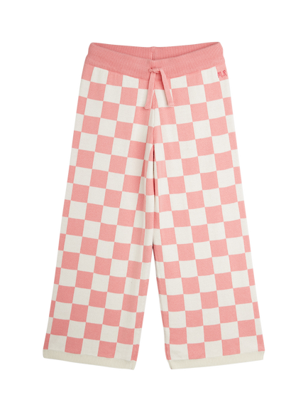 Mini Rodini Kids' Drawstring Check Trousers, Pink, Pink