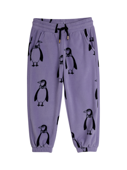 Mini Rodini Kids' Fleece Penguin Trousers, Purple, Purple