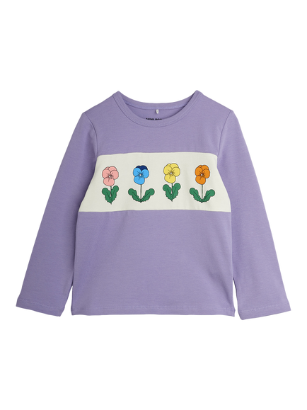 Mini Rodini Kids' Long Sleeve Viola Panel Top, Purple, Purple