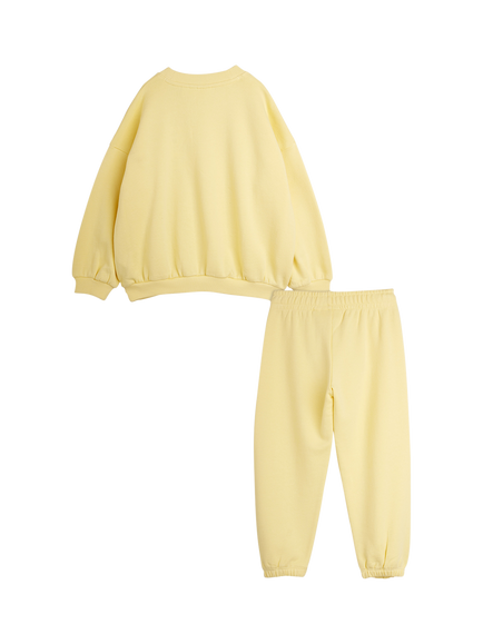 Mini Rodini Kids' Velvet Worm Sweatshirt and Joggers Set, Yellow - view 2, Yellow