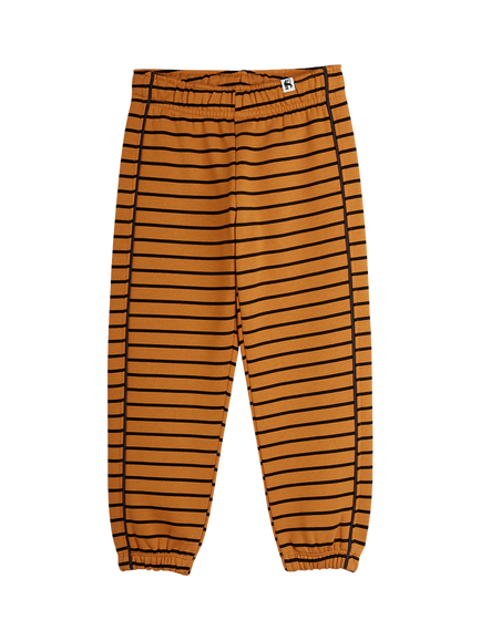 Mini Rodini Kids' Striped Cotton Joggers, Brown, Brown