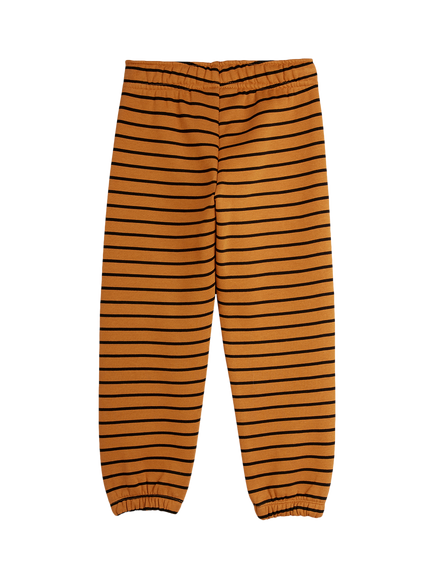 Mini Rodini Kids' Striped Cotton Joggers, Brown - view 2, Brown