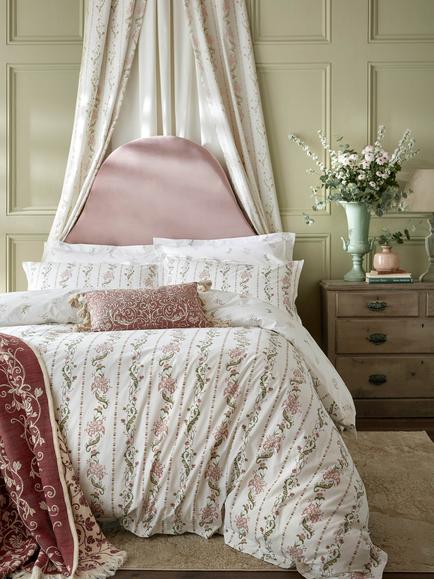 Historic Royal Palaces Stripe 200 Thread Count Duvet Cover Set, Clay Pink, Clay Pink