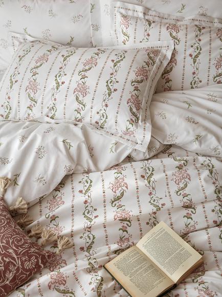 Historic Royal Palaces Stripe 200 Thread Count Duvet Cover Set, Clay Pink - view 2, Clay Pink