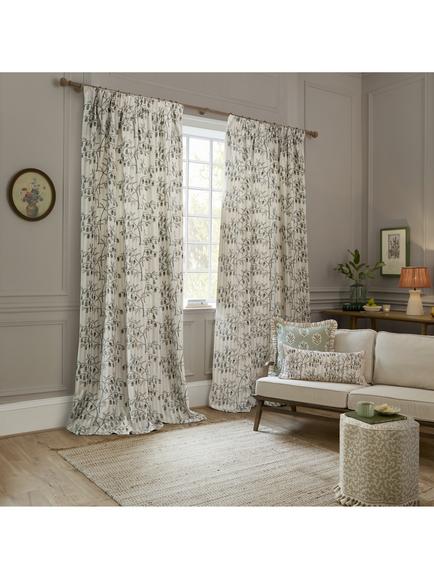 Sanderson Chinese Lanterns Pair Lined Pencil Pleat Curtains, Linen, Linen