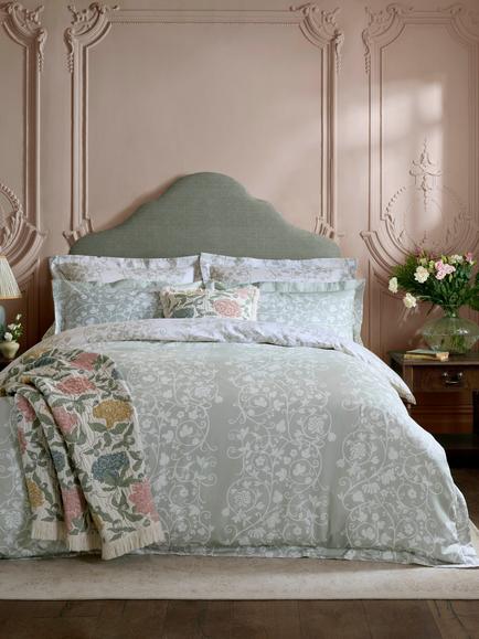 Historic Royal Palaces Tudor Trail 250 Thread Count Duvet Cover Set, Sage, Sage