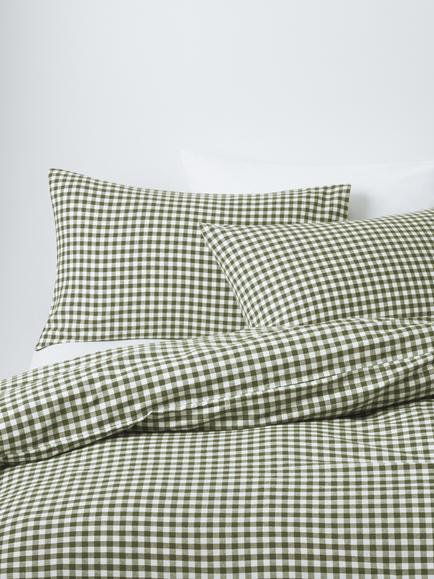 John Lewis Gingham Pure Cotton Weave Duvet Cover Set, Avocado