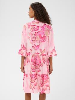 Saint Tropez Eda Ruffle Sleeve Tiered Knee Length Dress, Poppy Shaded Flower - view 2, Poppy Shaded Flower