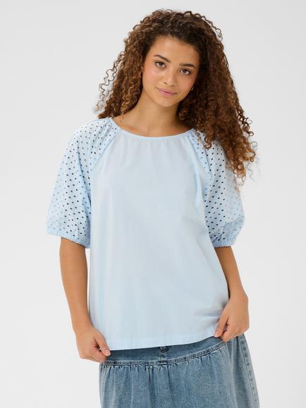 Saint Tropez Pala Cutwork Sleeve Top, Skyway