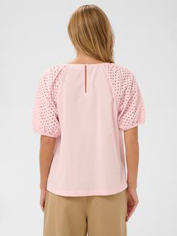 Saint Tropez Pala Cutwork Sleeve Top - view 2, Chalk Pink