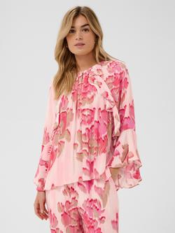 Saint Tropez Pollyana Floral Ruffle Top, Pink/Multi, Pink/Multi