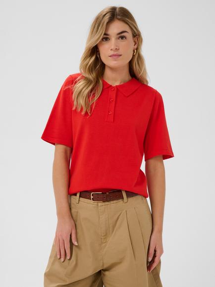 Saint Tropez Mila Short Sleeve Polo Shirt, Valiant Poppy, Valiant Poppy
