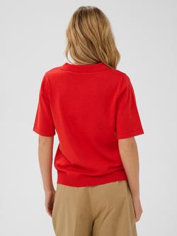Saint Tropez Mila Short Sleeve Polo Shirt, Valiant Poppy - view 2, Valiant Poppy