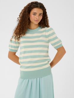 Saint Tropez Mila Stripe Short Sleeve Jumper, Ether Seedpearl Bloc