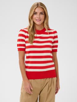 Saint Tropez Mila Stripe Short Sleeve Jumper, Valiant Seedpearl