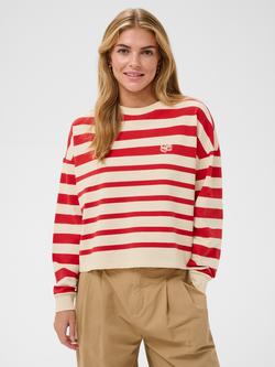 Saint Tropez Philene Logo Stripe Jumper, Valiant Poppy/Multi, Valiant Poppy/Multi