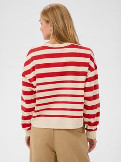 Saint Tropez Philene Logo Stripe Jumper, Valiant Poppy/Multi - view 2, Valiant Poppy/Multi