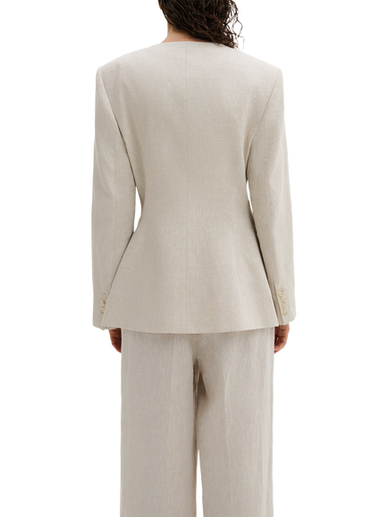 Malina Carol Pure Linen Blazer, Sand - view 2, Sand