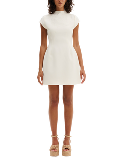 Malina Bethanny High Neck Embroidered Mini Dress, Vanilla, Vanilla
