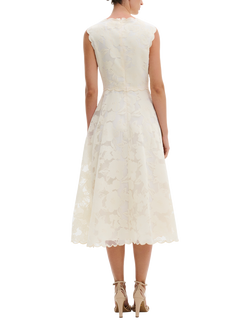 Malina Elin Scallop Hem Lace Midi Dress, Vanilla - view 2, Vanilla
