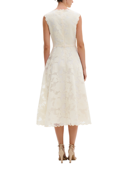 Malina Elin Scallop Hem Lace Midi Dress, Vanilla - view 2, Vanilla