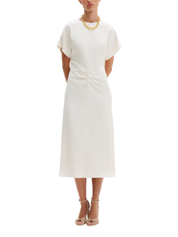 Malina Linda Gathered Waist Midi Dress, Vanilla, Vanilla