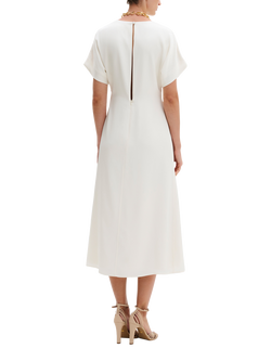 Malina Linda Gathered Waist Midi Dress, Vanilla - view 2, Vanilla
