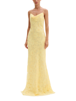 Malina Sorelle Floral Lace Slip Maxi Dress, Light Lemon, Light Lemon