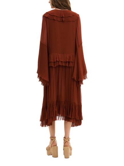 Malina Wilhelmina Ruffle Tiered Dress, Rust - view 2, Rust