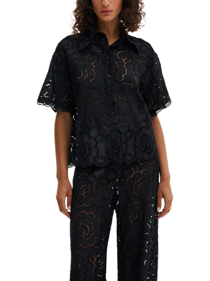 Malina Claudia Lace Shirt, Black, Black