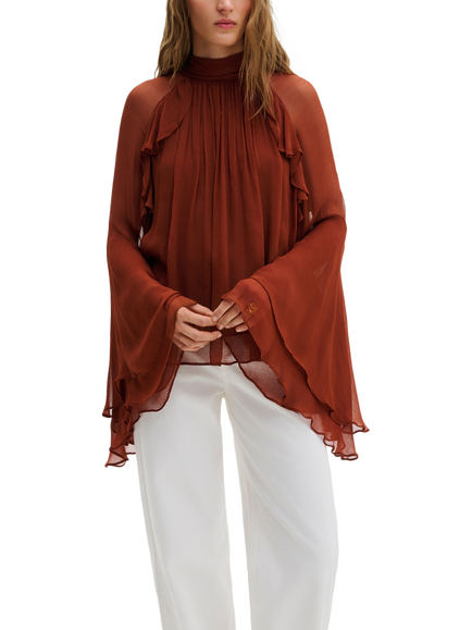 Malina Therese Ruffle Top, Rust, Rust