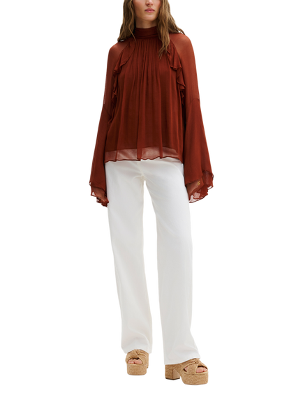 Malina Therese Ruffle Top, Rust - view 2, Rust