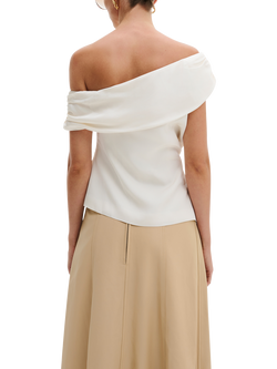 Malina Seleah One Shoulder Draped Top, Vanilla - view 2, Vanilla
