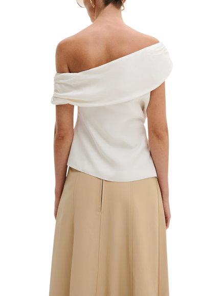 Malina Seleah One Shoulder Draped Top, Vanilla - view 2, Vanilla
