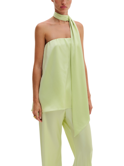 Malina Zelda Scarf Neck Strapless Top, Pistachio, Pistachio
