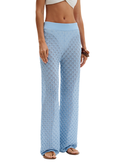 Malina Alissa Knitted Wide Leg Trousers, Sky, Sky