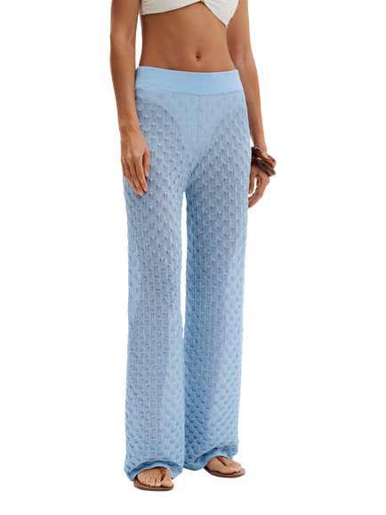 Malina Alissa Knitted Wide Leg Trousers, Sky, Sky