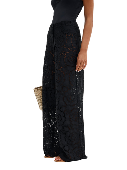 Malina Stacey High Rise Lace Trousers, Black, Black