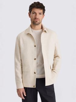 Moss Twill Linen Blend Field Jacket, Neutral, Neutral