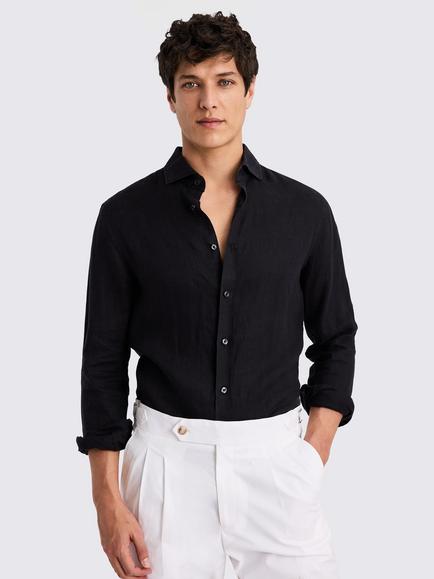 Moss Linen Shirt, Black
