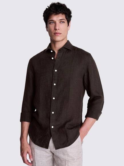 Moss Linen Shirt, Chocolate