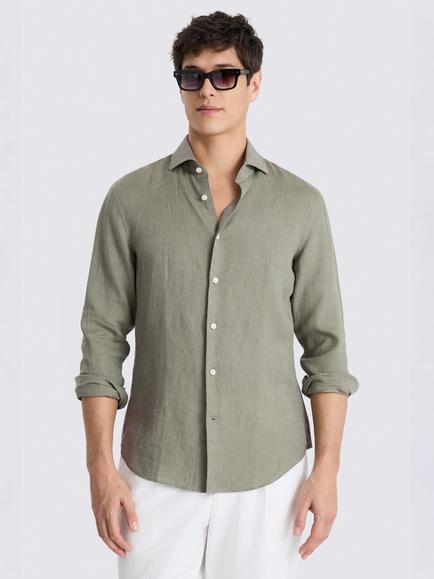 Moss Linen Shirt, Green