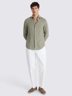 Moss Long Sleeve Linen Shirt - view 2, Green