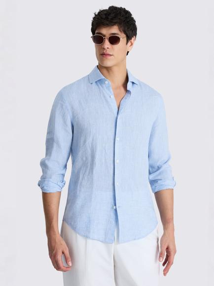 Moss Linen Shirt, Sky