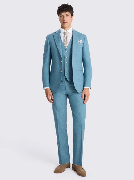 Moss Tailored Fit Slub Suit Jacket, Teal - view 2, Teal